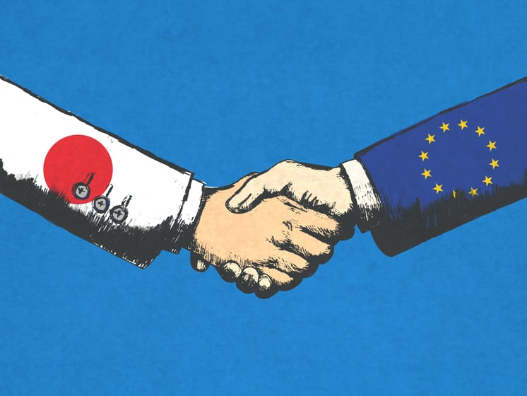 The European Union and Japan signed a huge free trade deal on Tuesday that cuts or eliminates tariffs on nearly all goods.